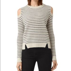 All saints cold shoulder wool striped sweater (M)